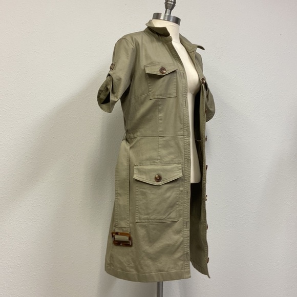 Du Jour Shirt Dress Khaki/Olive Button Down Utility hunger games Y2K Size 8P - Picture 6 of 16